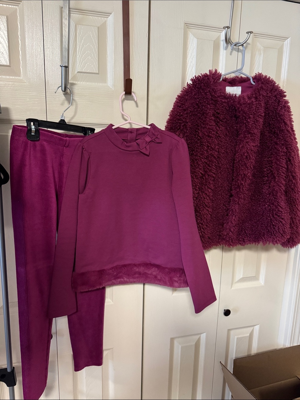 Three-Piece Plum Fuchsia Outfit - Faux Fur Jacket, Top & Pants Janie and Jack